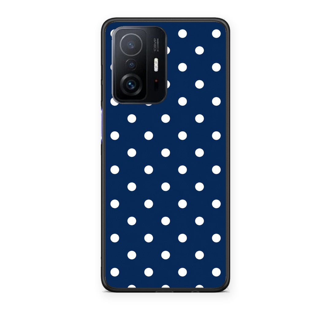 Θήκη Xiaomi 11T / 11T Pro White Small Polka Dots on Navy από τη Smartfits με σχέδιο στο πίσω μέρος και μαύρο περίβλημα | Xiaomi 11T / 11T Pro White Small Polka Dots on Navy case with colorful back and black bezels