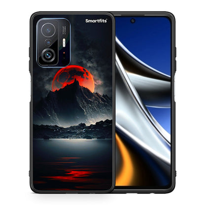 Θήκη Xiaomi 11T/11T Pro Red Full Moon από τη Smartfits με σχέδιο στο πίσω μέρος και μαύρο περίβλημα | Xiaomi 11T/11T Pro Red Full Moon case with colorful back and black bezels