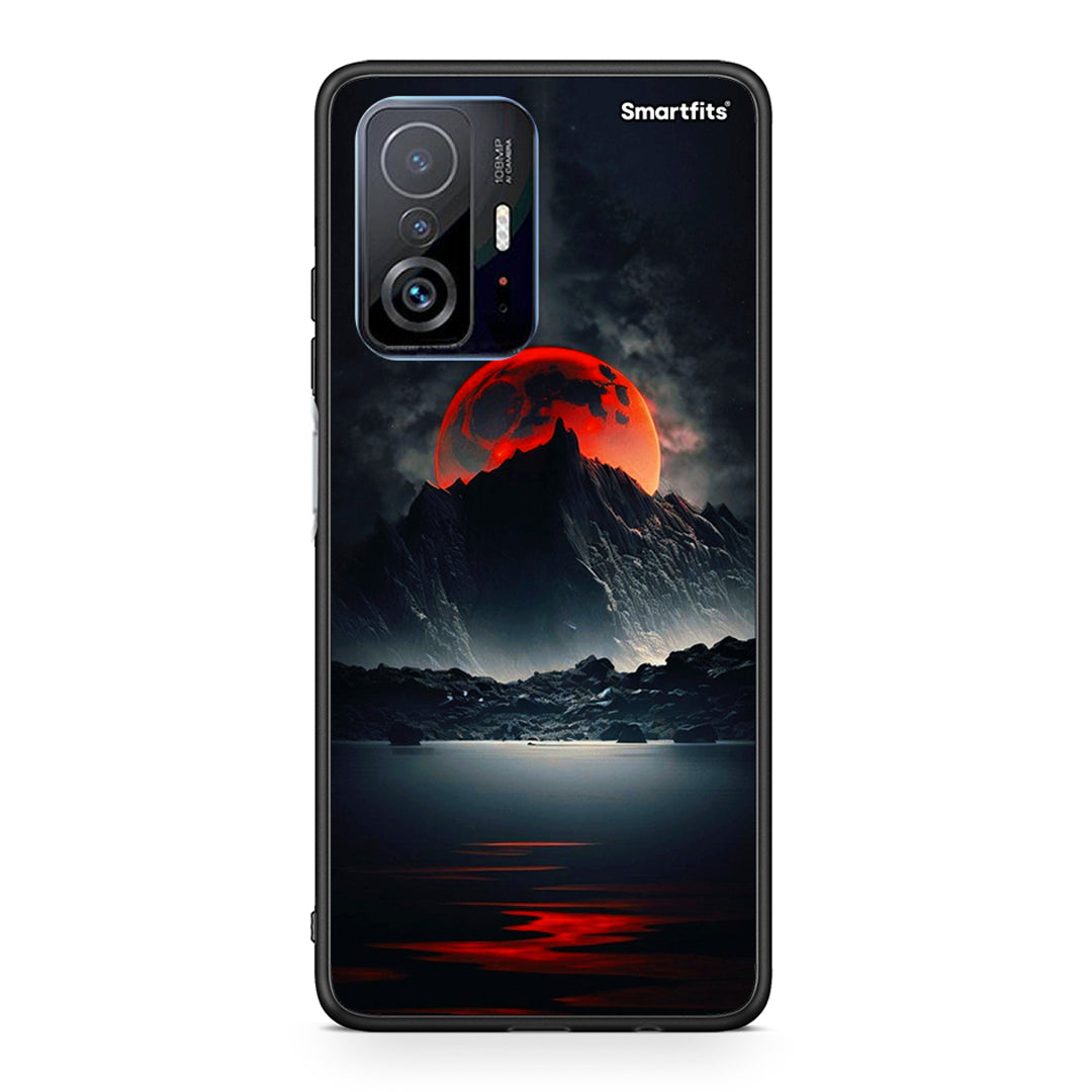 Xiaomi 11T/11T Pro Red Full Moon θήκη από τη Smartfits με σχέδιο στο πίσω μέρος και μαύρο περίβλημα | Smartphone case with colorful back and black bezels by Smartfits