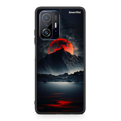 Xiaomi 11T/11T Pro Red Full Moon θήκη από τη Smartfits με σχέδιο στο πίσω μέρος και μαύρο περίβλημα | Smartphone case with colorful back and black bezels by Smartfits