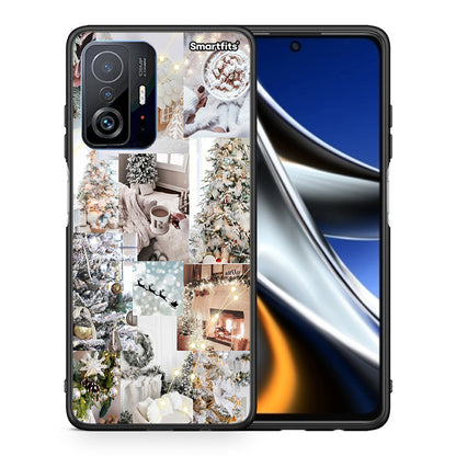 Θήκη Xiaomi 11T/11T Pro White Christmas από τη Smartfits με σχέδιο στο πίσω μέρος και μαύρο περίβλημα | Xiaomi 11T/11T Pro White Christmas case with colorful back and black bezels