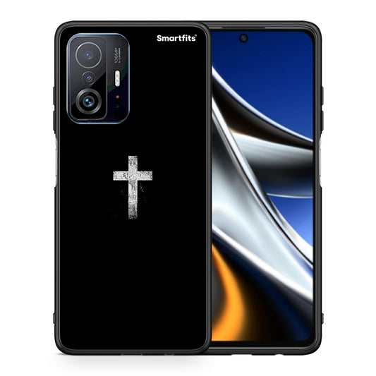 Θήκη Xiaomi 11T/11T Pro White Cross από τη Smartfits με σχέδιο στο πίσω μέρος και μαύρο περίβλημα | Xiaomi 11T/11T Pro White Cross case with colorful back and black bezels
