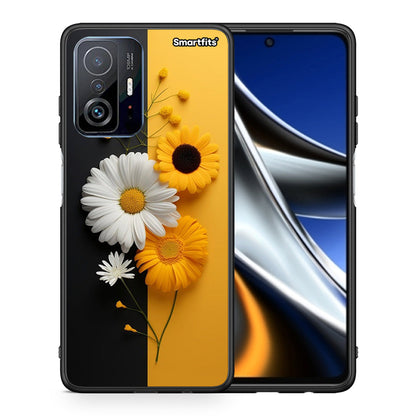 Θήκη Xiaomi 11T/11T Pro Yellow Daisies από τη Smartfits με σχέδιο στο πίσω μέρος και μαύρο περίβλημα | Xiaomi 11T/11T Pro Yellow Daisies case with colorful back and black bezels