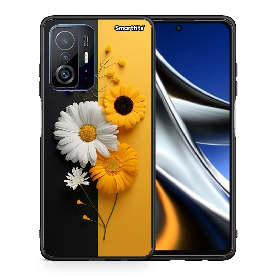 Θήκη Xiaomi 11T/11T Pro Yellow Daisies από τη Smartfits με σχέδιο στο πίσω μέρος και μαύρο περίβλημα | Xiaomi 11T/11T Pro Yellow Daisies case with colorful back and black bezels