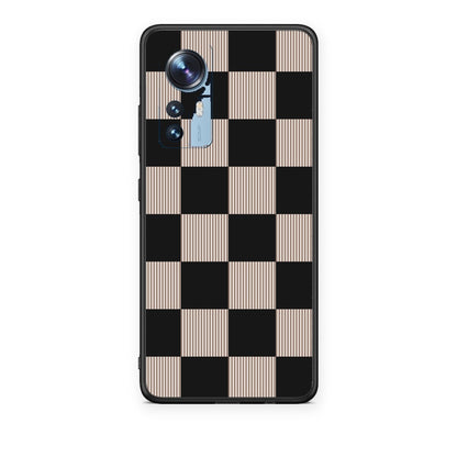 Θήκη Xiaomi 12 / 12X 5G Black and Taupe Striped Checks από τη Smartfits με σχέδιο στο πίσω μέρος και μαύρο περίβλημα | Xiaomi 12 / 12X 5G Black and Taupe Striped Checks case with colorful back and black bezels