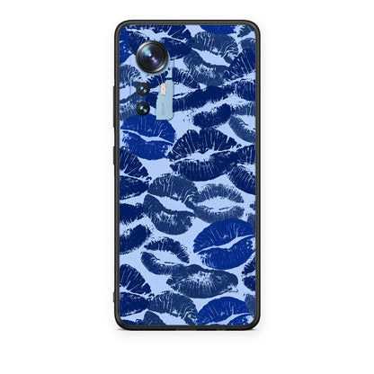 Θήκη Xiaomi 12 / 12X 5G Blue Lipstick Kisses από τη Smartfits με σχέδιο στο πίσω μέρος και μαύρο περίβλημα | Xiaomi 12 / 12X 5G Blue Lipstick Kisses case with colorful back and black bezels