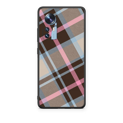 Θήκη Xiaomi 12 / 12X 5G Brown Pink and Blue Diagonal Plaid από τη Smartfits με σχέδιο στο πίσω μέρος και μαύρο περίβλημα | Xiaomi 12 / 12X 5G Brown Pink and Blue Diagonal Plaid case with colorful back and black bezels