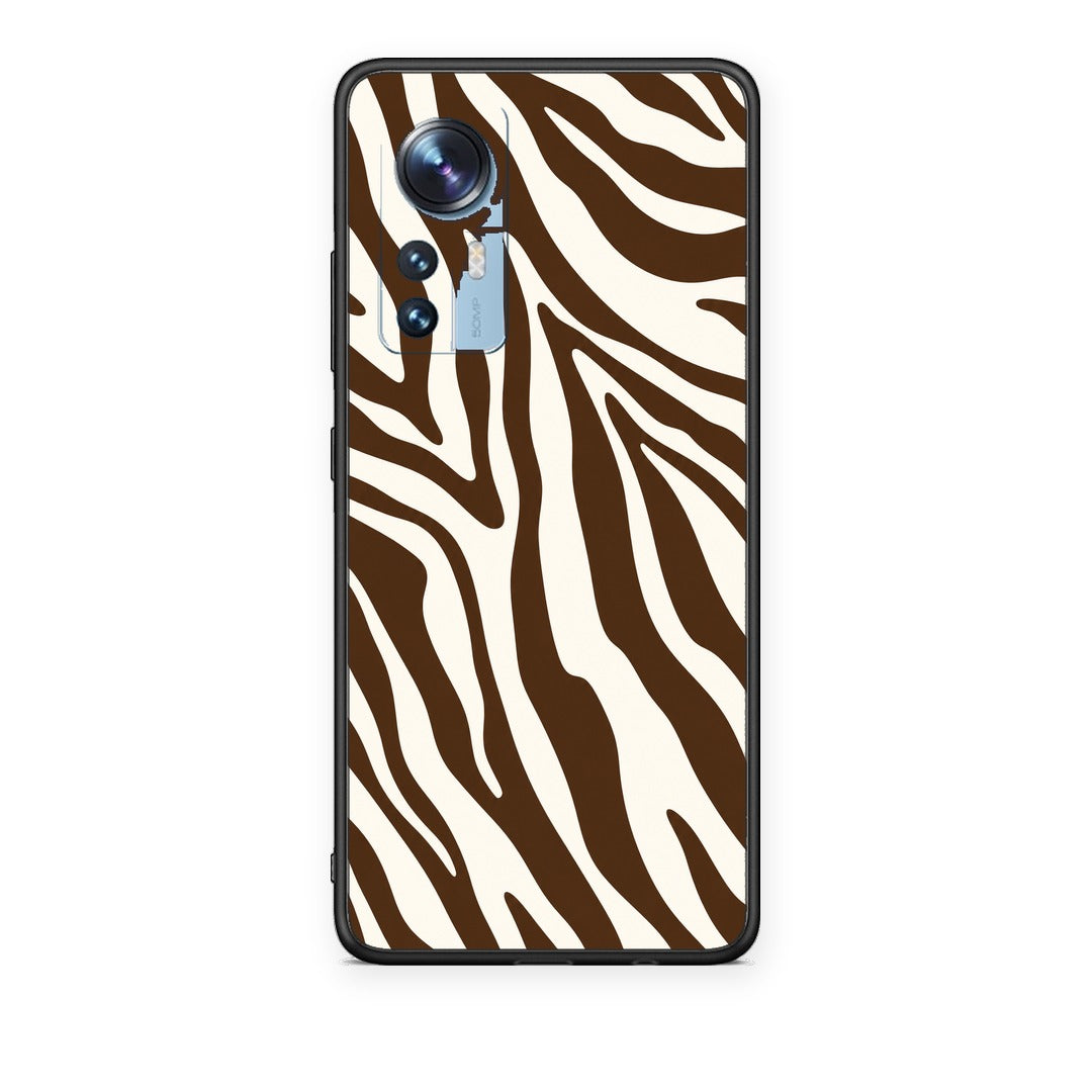 Θήκη Xiaomi 12 / 12X 5G Brown and Cream Zebra Stripes από τη Smartfits με σχέδιο στο πίσω μέρος και μαύρο περίβλημα | Xiaomi 12 / 12X 5G Brown and Cream Zebra Stripes case with colorful back and black bezels