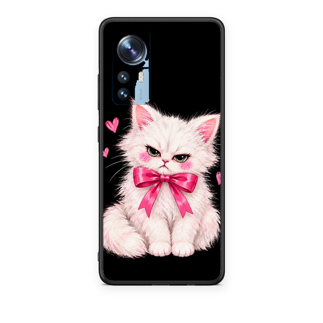 Θήκη Xiaomi 12 / 12X 5G Grumpy Party Kitten on Black από τη Smartfits με σχέδιο στο πίσω μέρος και μαύρο περίβλημα | Xiaomi 12 / 12X 5G Grumpy Party Kitten on Black case with colorful back and black bezels