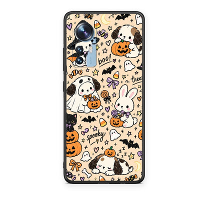Θήκη Xiaomi 12 / 12X 5G Halloween Puppies and Friends on Cream από τη Smartfits με σχέδιο στο πίσω μέρος και μαύρο περίβλημα | Xiaomi 12 / 12X 5G Halloween Puppies and Friends on Cream case with colorful back and black bezels