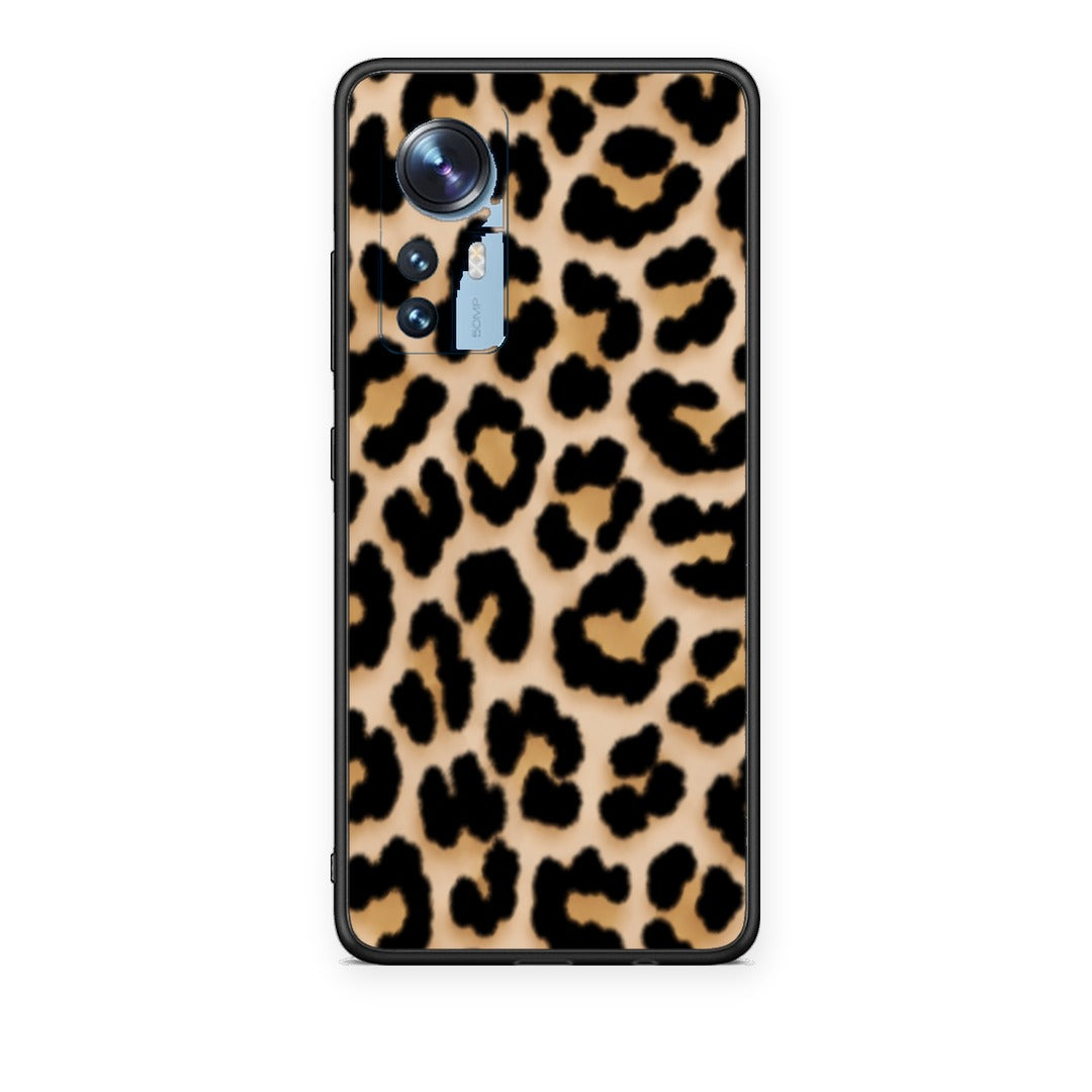 Θήκη Xiaomi 12 / 12X 5G Leopard Print Tan Small από τη Smartfits με σχέδιο στο πίσω μέρος και μαύρο περίβλημα | Xiaomi 12 / 12X 5G Leopard Print Tan Small case with colorful back and black bezels
