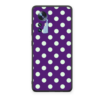 Θήκη Xiaomi 12 / 12X 5G Mint Polka Dots on Purple από τη Smartfits με σχέδιο στο πίσω μέρος και μαύρο περίβλημα | Xiaomi 12 / 12X 5G Mint Polka Dots on Purple case with colorful back and black bezels