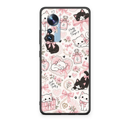 Θήκη Xiaomi 12 / 12X 5G Pink Bows and Kittens Collage από τη Smartfits με σχέδιο στο πίσω μέρος και μαύρο περίβλημα | Xiaomi 12 / 12X 5G Pink Bows and Kittens Collage case with colorful back and black bezels