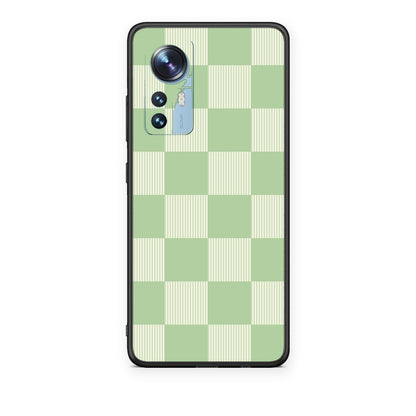 Θήκη Xiaomi 12 / 12X 5G Sage and Cream Striped Checks από τη Smartfits με σχέδιο στο πίσω μέρος και μαύρο περίβλημα | Xiaomi 12 / 12X 5G Sage and Cream Striped Checks case with colorful back and black bezels