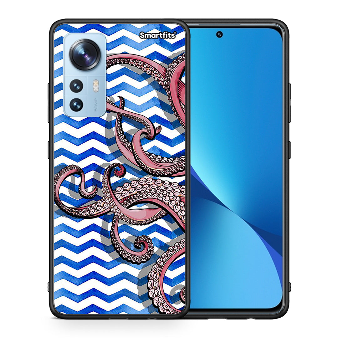 Θήκη Xiaomi 12/12X 5G Chevron Devilfish από τη Smartfits με σχέδιο στο πίσω μέρος και μαύρο περίβλημα | Xiaomi 12/12X 5G Chevron Devilfish case with colorful back and black bezels