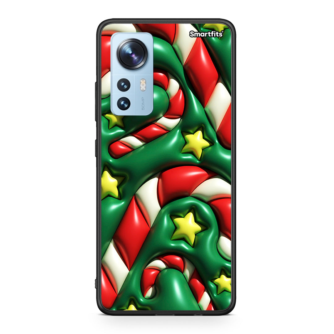 Xiaomi 12/12X 5G Christmas Bubbles θήκη από τη Smartfits με σχέδιο στο πίσω μέρος και μαύρο περίβλημα | Smartphone case with colorful back and black bezels by Smartfits