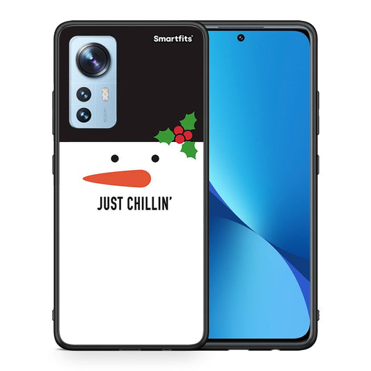 Θήκη Xiaomi 12/12X 5G Christmas Chillin από τη Smartfits με σχέδιο στο πίσω μέρος και μαύρο περίβλημα | Xiaomi 12/12X 5G Christmas Chillin case with colorful back and black bezels