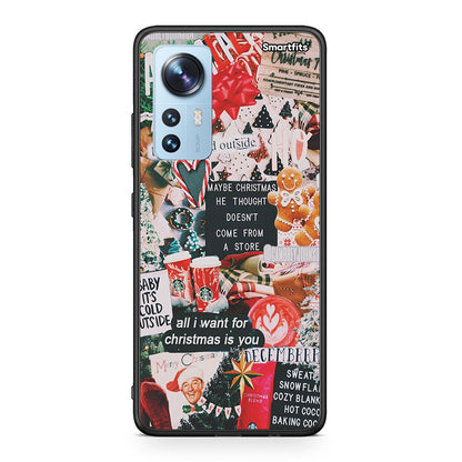 Xiaomi 12/12X 5G Christmas Happiness θήκη από τη Smartfits με σχέδιο στο πίσω μέρος και μαύρο περίβλημα | Smartphone case with colorful back and black bezels by Smartfits