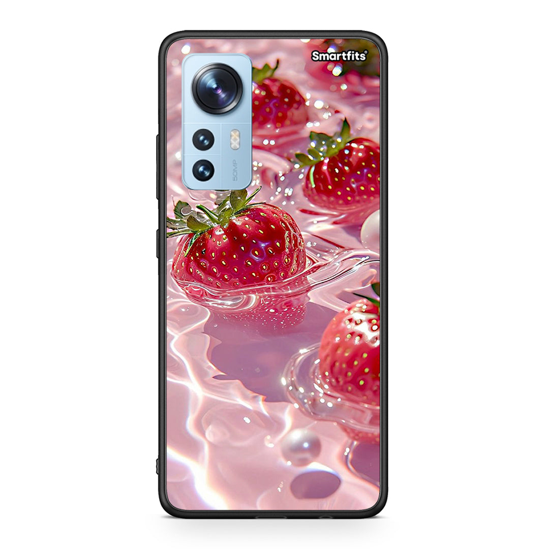 Xiaomi 12/12X 5G Juicy Strawberries θήκη από τη Smartfits με σχέδιο στο πίσω μέρος και μαύρο περίβλημα | Smartphone case with colorful back and black bezels by Smartfits