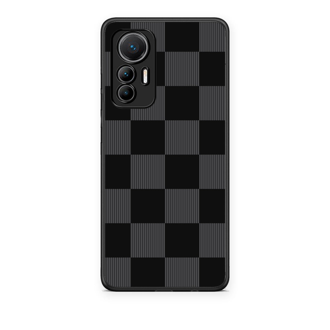 Θήκη Xiaomi 12 Lite 5G Black and Charcoal Striped Checks από τη Smartfits με σχέδιο στο πίσω μέρος και μαύρο περίβλημα | Xiaomi 12 Lite 5G Black and Charcoal Striped Checks case with colorful back and black bezels