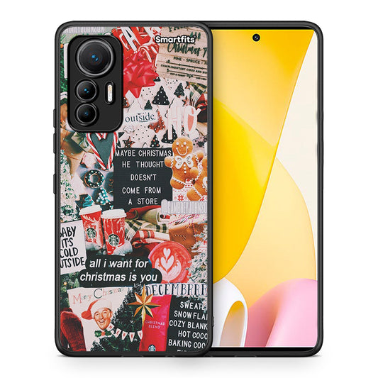 Θήκη Xiaomi 12 Lite 5G Christmas Happiness από τη Smartfits με σχέδιο στο πίσω μέρος και μαύρο περίβλημα | Xiaomi 12 Lite 5G Christmas Happiness case with colorful back and black bezels