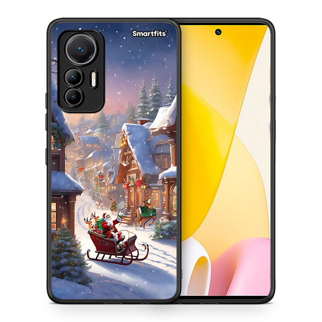 Θήκη Xiaomi 12 Lite 5G Christmas Snow από τη Smartfits με σχέδιο στο πίσω μέρος και μαύρο περίβλημα | Xiaomi 12 Lite 5G Christmas Snow case with colorful back and black bezels