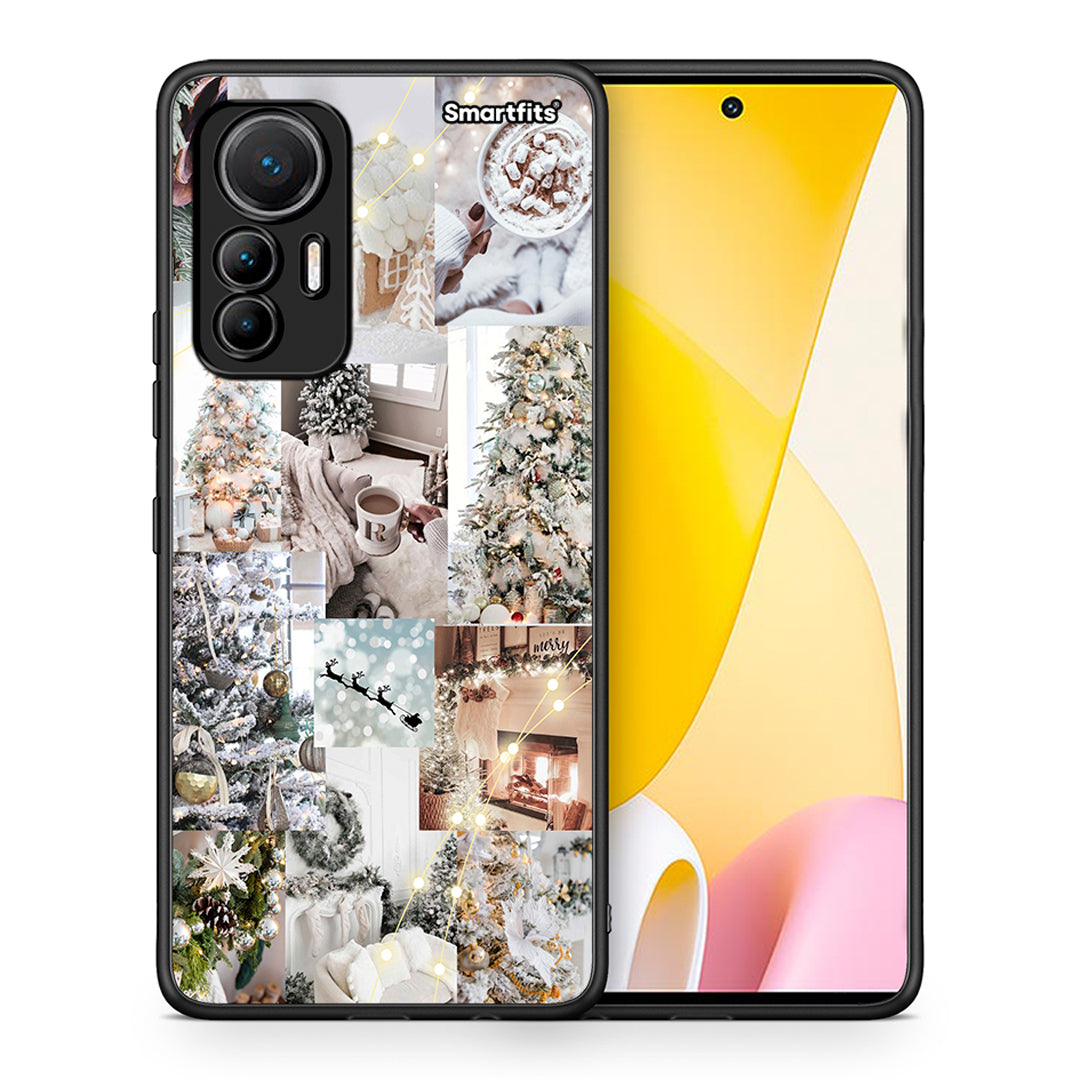 Θήκη Xiaomi 12 Lite 5G White Christmas από τη Smartfits με σχέδιο στο πίσω μέρος και μαύρο περίβλημα | Xiaomi 12 Lite 5G White Christmas case with colorful back and black bezels