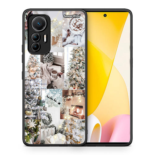 Θήκη Xiaomi 12 Lite 5G White Christmas από τη Smartfits με σχέδιο στο πίσω μέρος και μαύρο περίβλημα | Xiaomi 12 Lite 5G White Christmas case with colorful back and black bezels