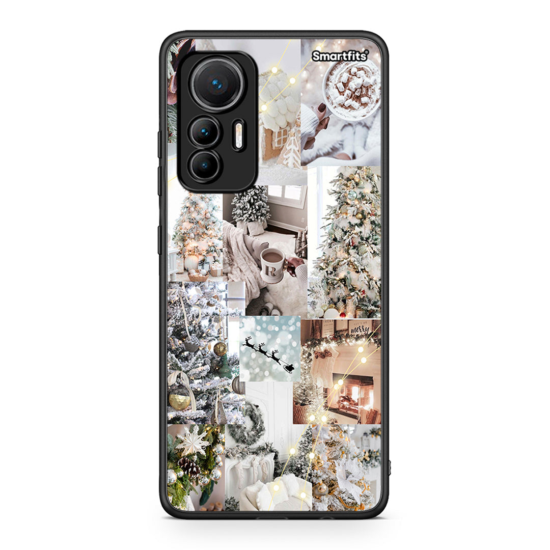 Xiaomi 12 Lite 5G White Christmas θήκη από τη Smartfits με σχέδιο στο πίσω μέρος και μαύρο περίβλημα | Smartphone case with colorful back and black bezels by Smartfits