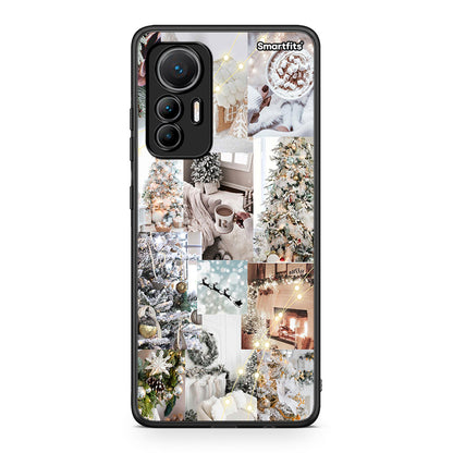Xiaomi 12 Lite 5G White Christmas θήκη από τη Smartfits με σχέδιο στο πίσω μέρος και μαύρο περίβλημα | Smartphone case with colorful back and black bezels by Smartfits