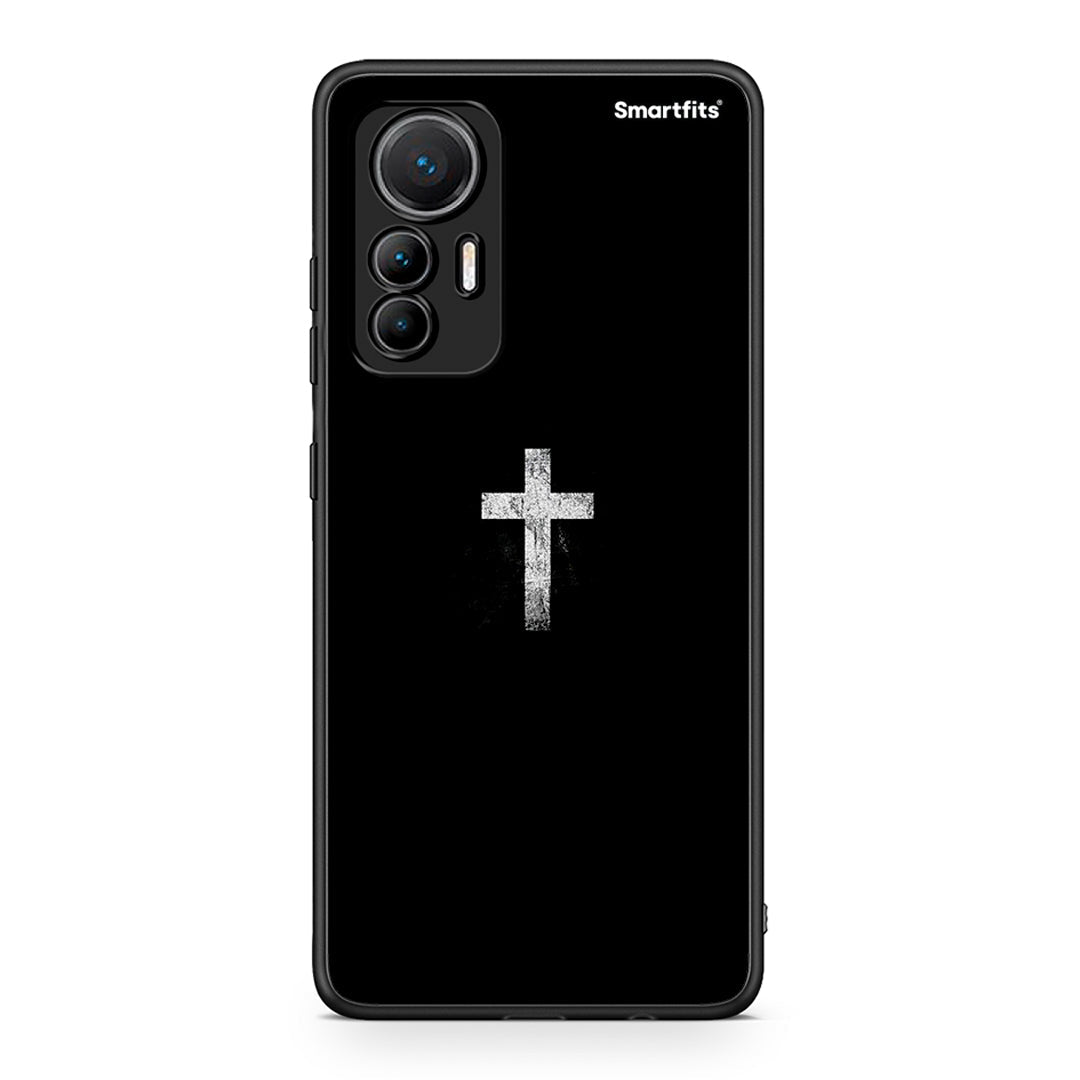 Xiaomi 12 Lite 5G White Cross θήκη από τη Smartfits με σχέδιο στο πίσω μέρος και μαύρο περίβλημα | Smartphone case with colorful back and black bezels by Smartfits