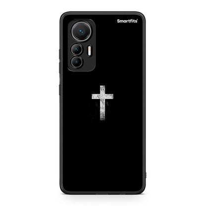 Xiaomi 12 Lite 5G White Cross θήκη από τη Smartfits με σχέδιο στο πίσω μέρος και μαύρο περίβλημα | Smartphone case with colorful back and black bezels by Smartfits