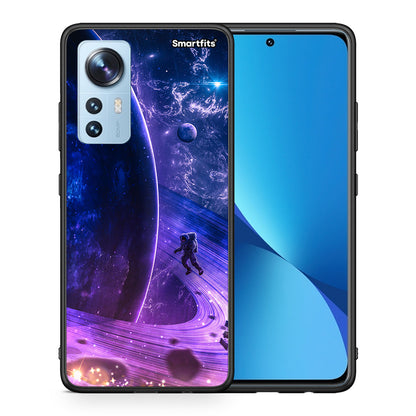 Θήκη Xiaomi 12/12X 5G Lost Astronaut από τη Smartfits με σχέδιο στο πίσω μέρος και μαύρο περίβλημα | Xiaomi 12/12X 5G Lost Astronaut case with colorful back and black bezels