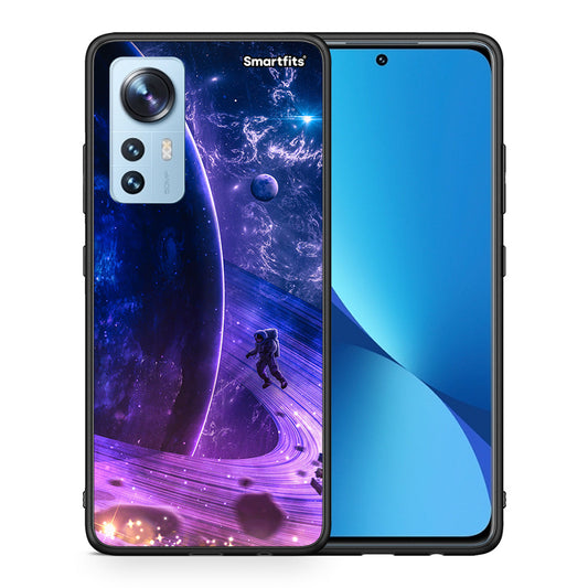 Θήκη Xiaomi 12/12X 5G Lost Astronaut από τη Smartfits με σχέδιο στο πίσω μέρος και μαύρο περίβλημα | Xiaomi 12/12X 5G Lost Astronaut case with colorful back and black bezels