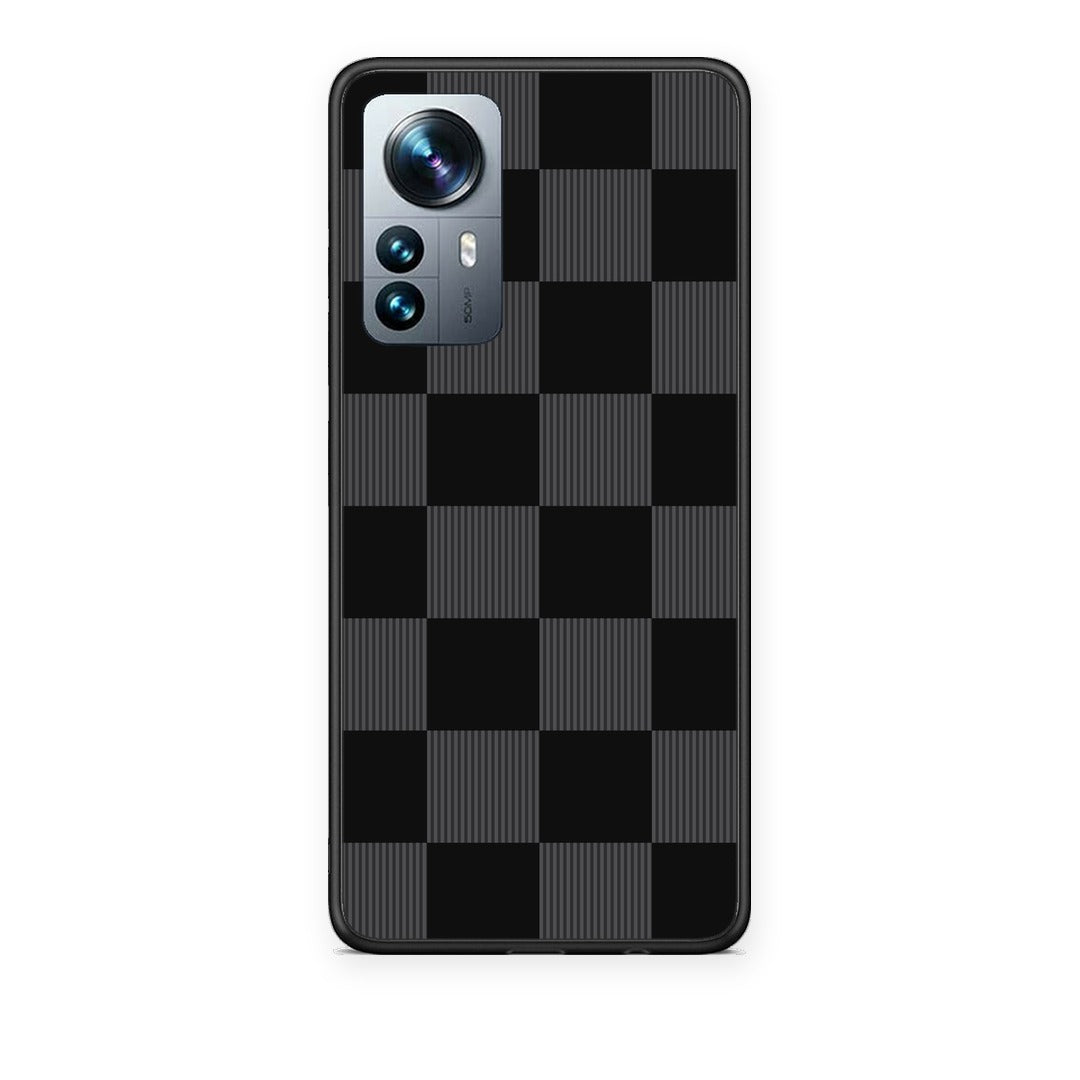 Θήκη Xiaomi 12 Pro Black and Charcoal Striped Checks από τη Smartfits με σχέδιο στο πίσω μέρος και μαύρο περίβλημα | Xiaomi 12 Pro Black and Charcoal Striped Checks case with colorful back and black bezels
