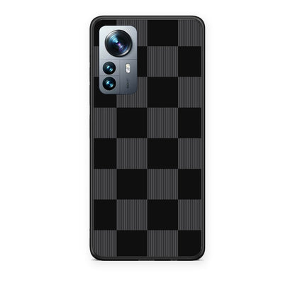 Θήκη Xiaomi 12 Pro Black and Charcoal Striped Checks από τη Smartfits με σχέδιο στο πίσω μέρος και μαύρο περίβλημα | Xiaomi 12 Pro Black and Charcoal Striped Checks case with colorful back and black bezels
