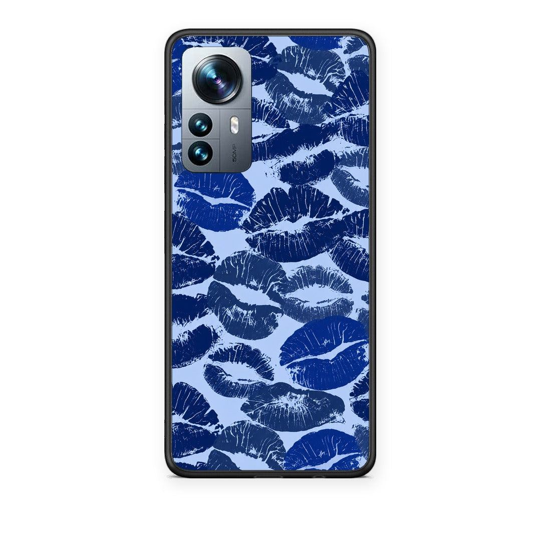 Θήκη Xiaomi 12 Pro Blue Lipstick Kisses από τη Smartfits με σχέδιο στο πίσω μέρος και μαύρο περίβλημα | Xiaomi 12 Pro Blue Lipstick Kisses case with colorful back and black bezels