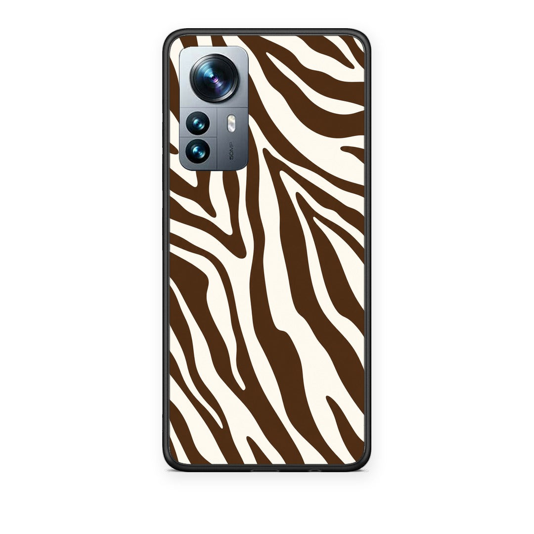 Θήκη Xiaomi 12 Pro Brown and Cream Zebra Stripes από τη Smartfits με σχέδιο στο πίσω μέρος και μαύρο περίβλημα | Xiaomi 12 Pro Brown and Cream Zebra Stripes case with colorful back and black bezels