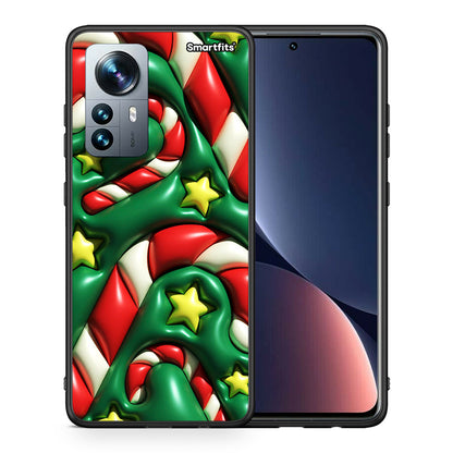 Θήκη Xiaomi 12 Pro Christmas Bubbles από τη Smartfits με σχέδιο στο πίσω μέρος και μαύρο περίβλημα | Xiaomi 12 Pro Christmas Bubbles case with colorful back and black bezels