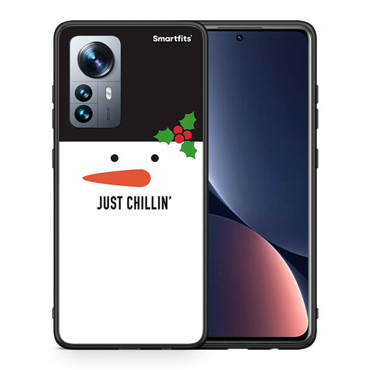 Θήκη Xiaomi 12 Pro Christmas Chillin από τη Smartfits με σχέδιο στο πίσω μέρος και μαύρο περίβλημα | Xiaomi 12 Pro Christmas Chillin case with colorful back and black bezels