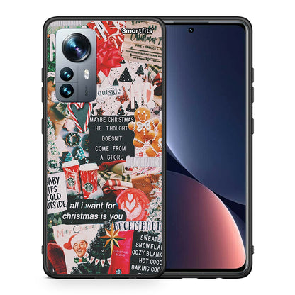 Θήκη Xiaomi 12 Pro Christmas Happiness από τη Smartfits με σχέδιο στο πίσω μέρος και μαύρο περίβλημα | Xiaomi 12 Pro Christmas Happiness case with colorful back and black bezels