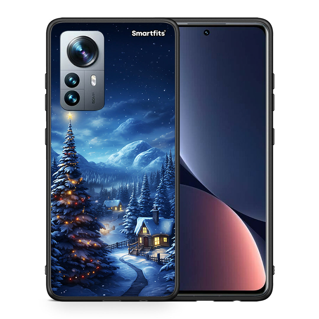 Θήκη Xiaomi 12 Pro Christmas Scenery από τη Smartfits με σχέδιο στο πίσω μέρος και μαύρο περίβλημα | Xiaomi 12 Pro Christmas Scenery case with colorful back and black bezels