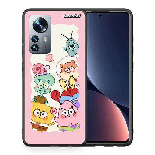 Θήκη Xiaomi 12 Pro Cute Companion από τη Smartfits με σχέδιο στο πίσω μέρος και μαύρο περίβλημα | Xiaomi 12 Pro Cute Companion case with colorful back and black bezels