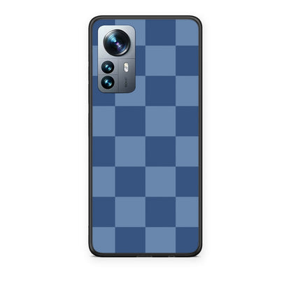 Θήκη Xiaomi 12 Pro Denim Blue Checkerboard από τη Smartfits με σχέδιο στο πίσω μέρος και μαύρο περίβλημα | Xiaomi 12 Pro Denim Blue Checkerboard case with colorful back and black bezels