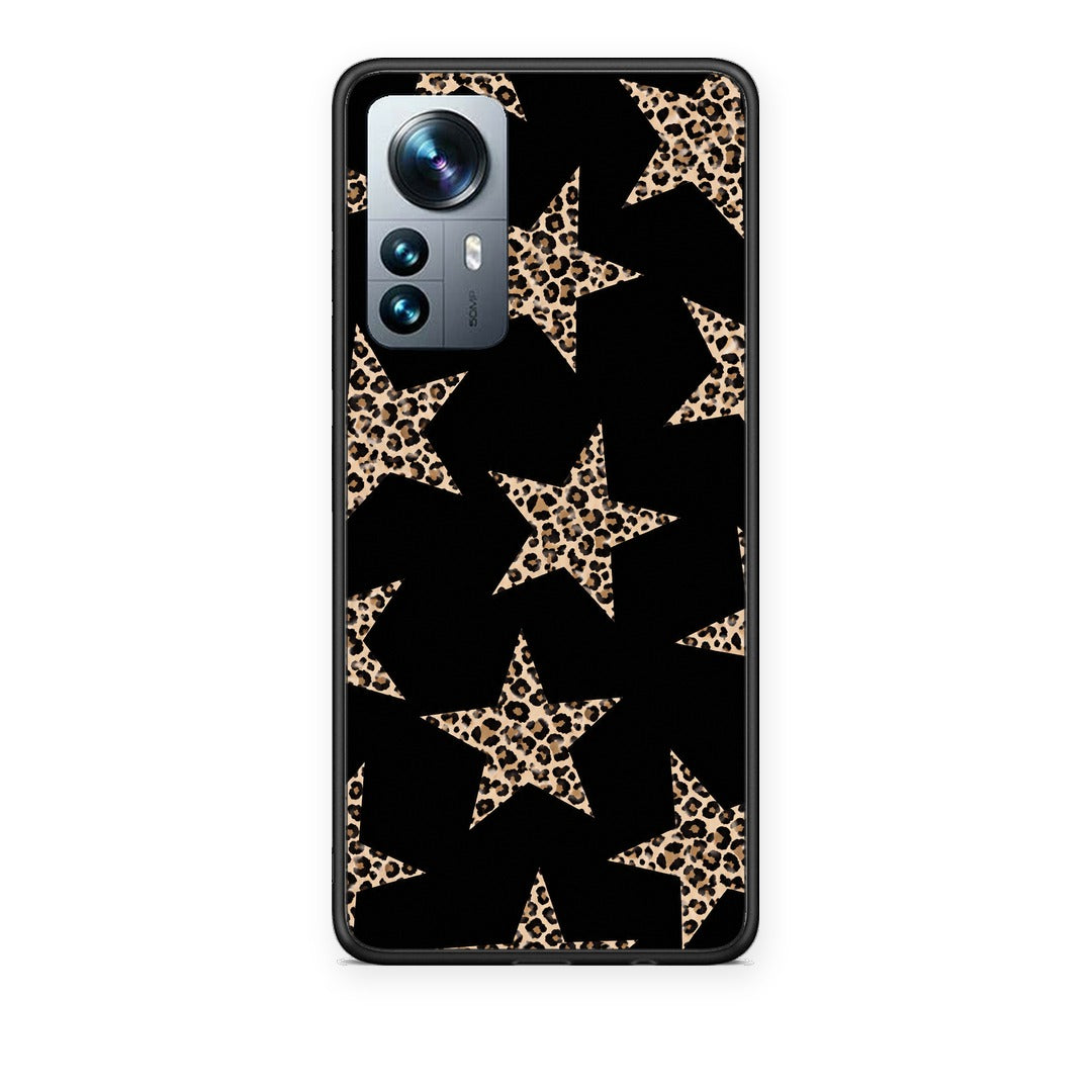 Θήκη Xiaomi 12 Pro Leopard Stars on Black από τη Smartfits με σχέδιο στο πίσω μέρος και μαύρο περίβλημα | Xiaomi 12 Pro Leopard Stars on Black case with colorful back and black bezels