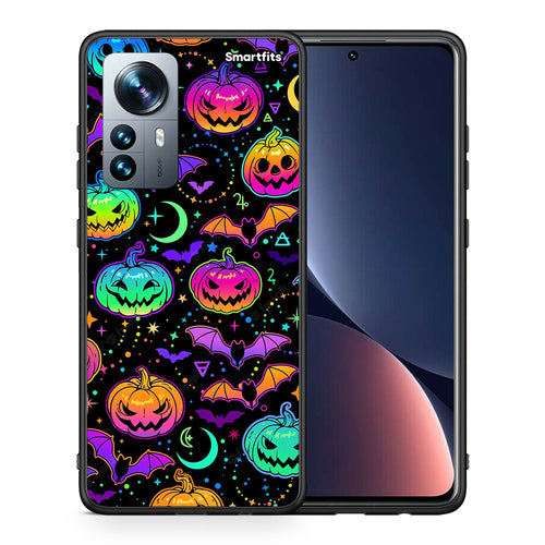 Θήκη Xiaomi 12 Pro Neon Halloween από τη Smartfits με σχέδιο στο πίσω μέρος και μαύρο περίβλημα | Xiaomi 12 Pro Neon Halloween case with colorful back and black bezels