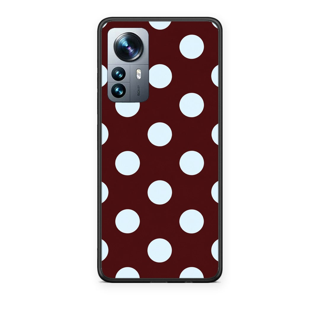 Θήκη Xiaomi 12 Pro Pale Blue Large Polka Dots on Burgundy από τη Smartfits με σχέδιο στο πίσω μέρος και μαύρο περίβλημα | Xiaomi 12 Pro Pale Blue Large Polka Dots on Burgundy case with colorful back and black bezels