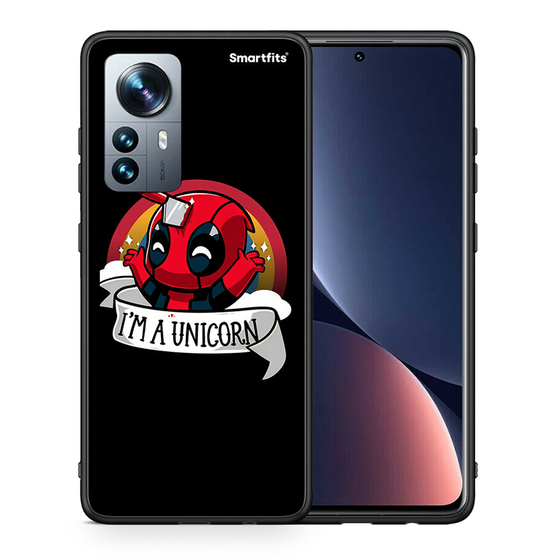 Θήκη Xiaomi 12 Pro Unicorn Deadpool από τη Smartfits με σχέδιο στο πίσω μέρος και μαύρο περίβλημα | Xiaomi 12 Pro Unicorn Deadpool case with colorful back and black bezels