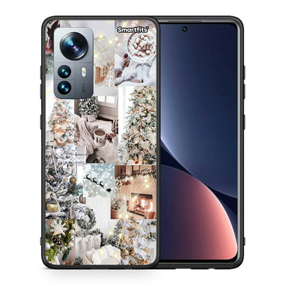 Θήκη Xiaomi 12 Pro White Christmas από τη Smartfits με σχέδιο στο πίσω μέρος και μαύρο περίβλημα | Xiaomi 12 Pro White Christmas case with colorful back and black bezels