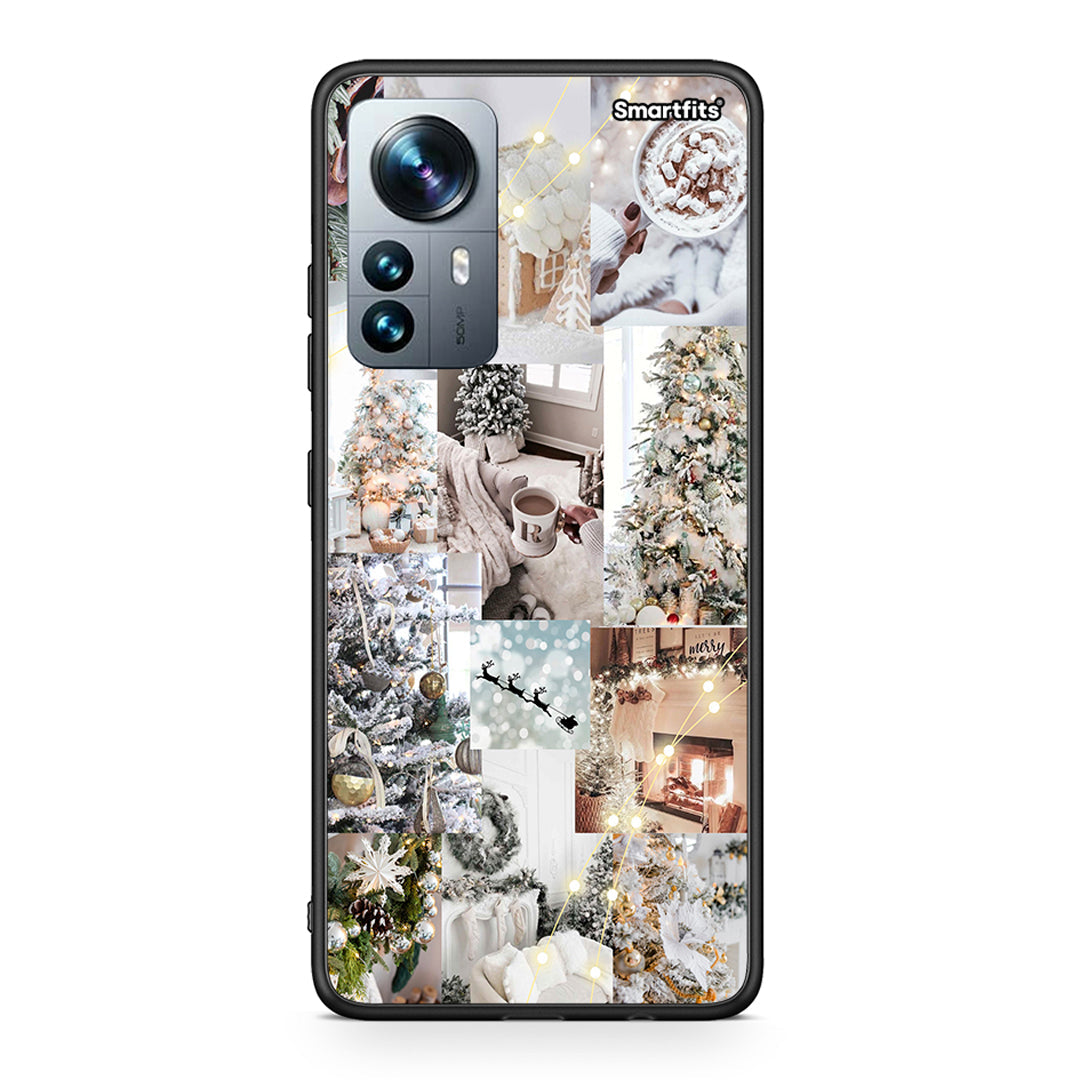 Xiaomi 12 Pro White Christmas θήκη από τη Smartfits με σχέδιο στο πίσω μέρος και μαύρο περίβλημα | Smartphone case with colorful back and black bezels by Smartfits